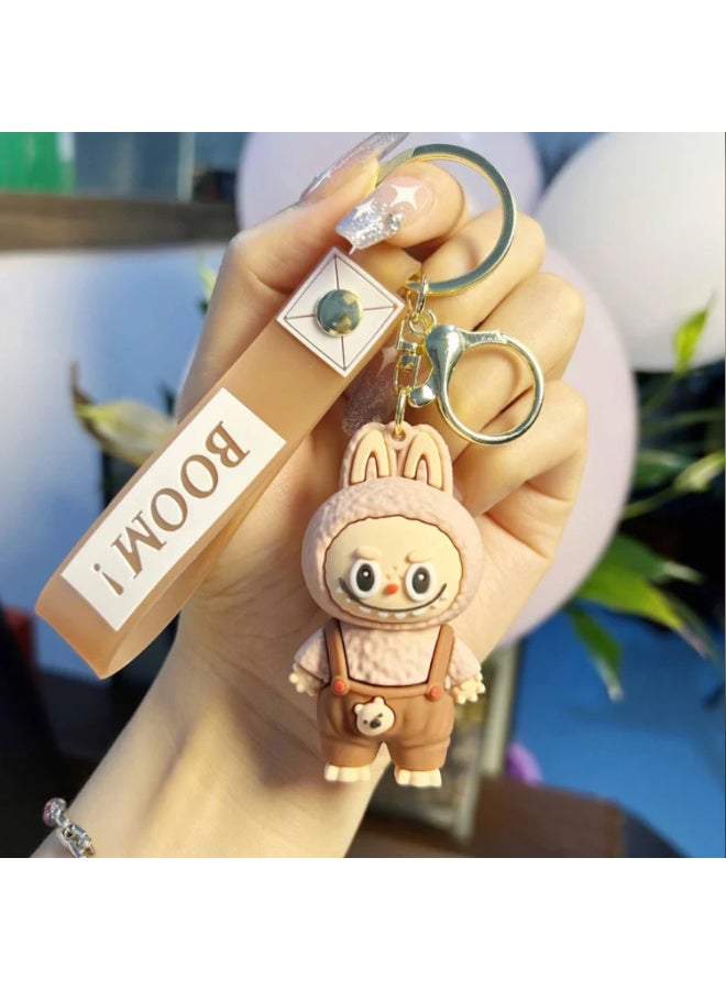 Monster The "La Popo" keychain with changing facial expressions is perfect for decorating keys or bags. It is lightweight and easy to carry, making it a fun gift for fans of unique designs and interactive head-moving dolls. It displays 3 different expressions, adding a playful touch to any space! - Image 2
